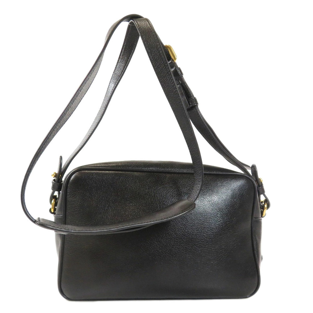 Prada Calfskin distressed soft Crossbody Glace Logo Bag Camera Embossed Black